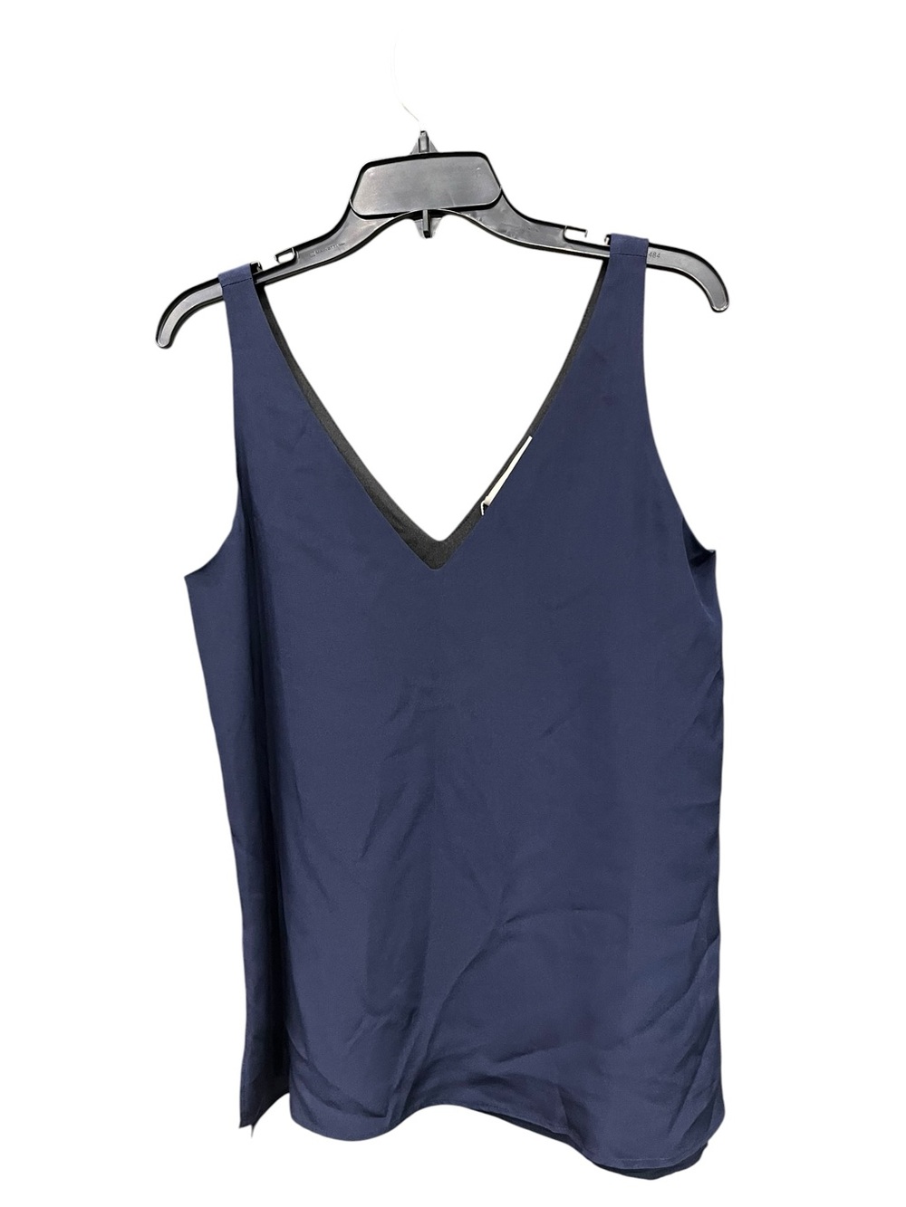 NWT Lavender Brown | Silk V Neck Lined Navy Blue Tank Top S